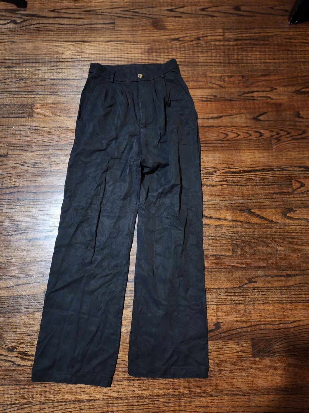 Reformation Black Pleated Wide-Leg Chinos